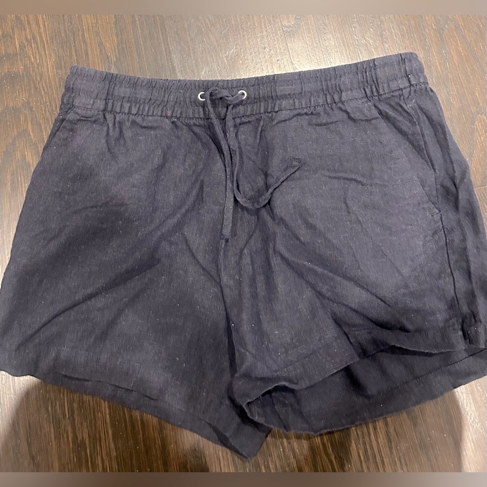 Navy Blue Linen shorts with drawstring